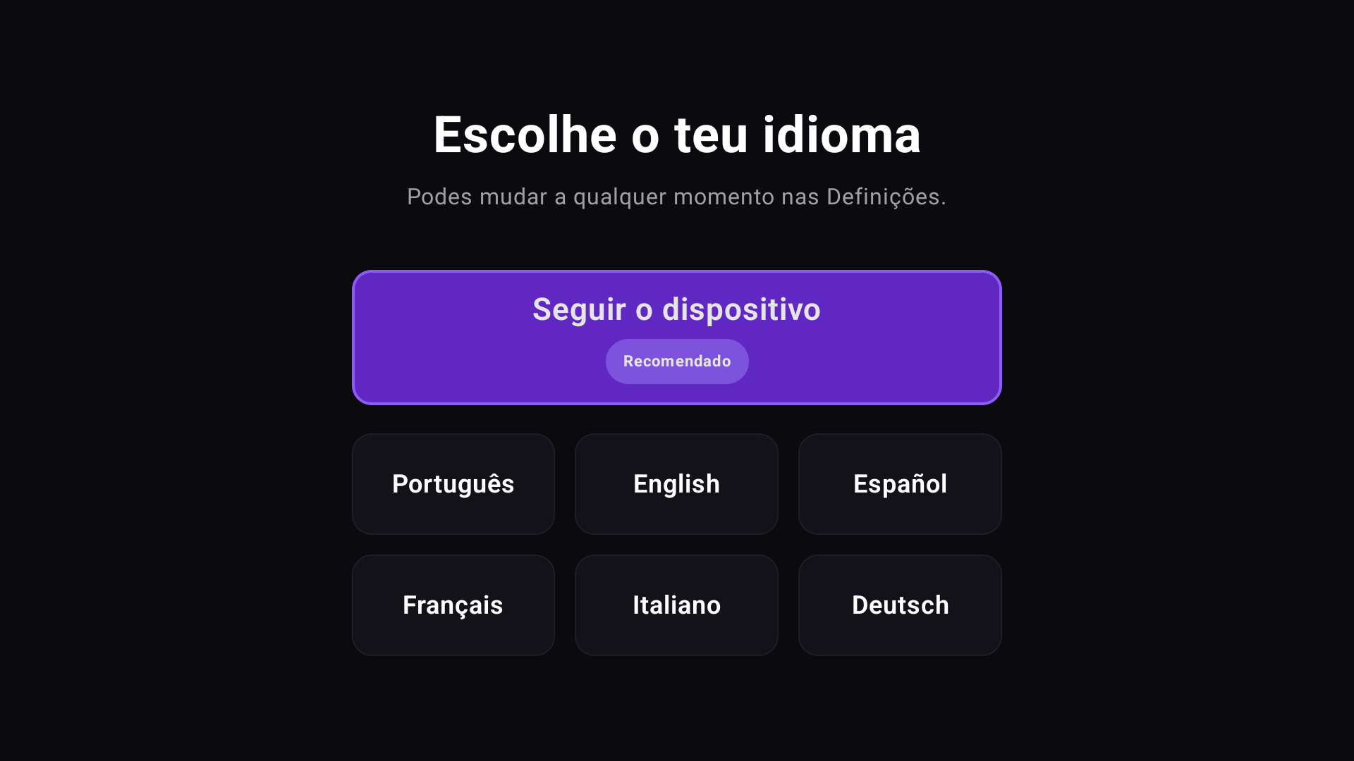 Selector de idioma da Sidstuga em Android TV