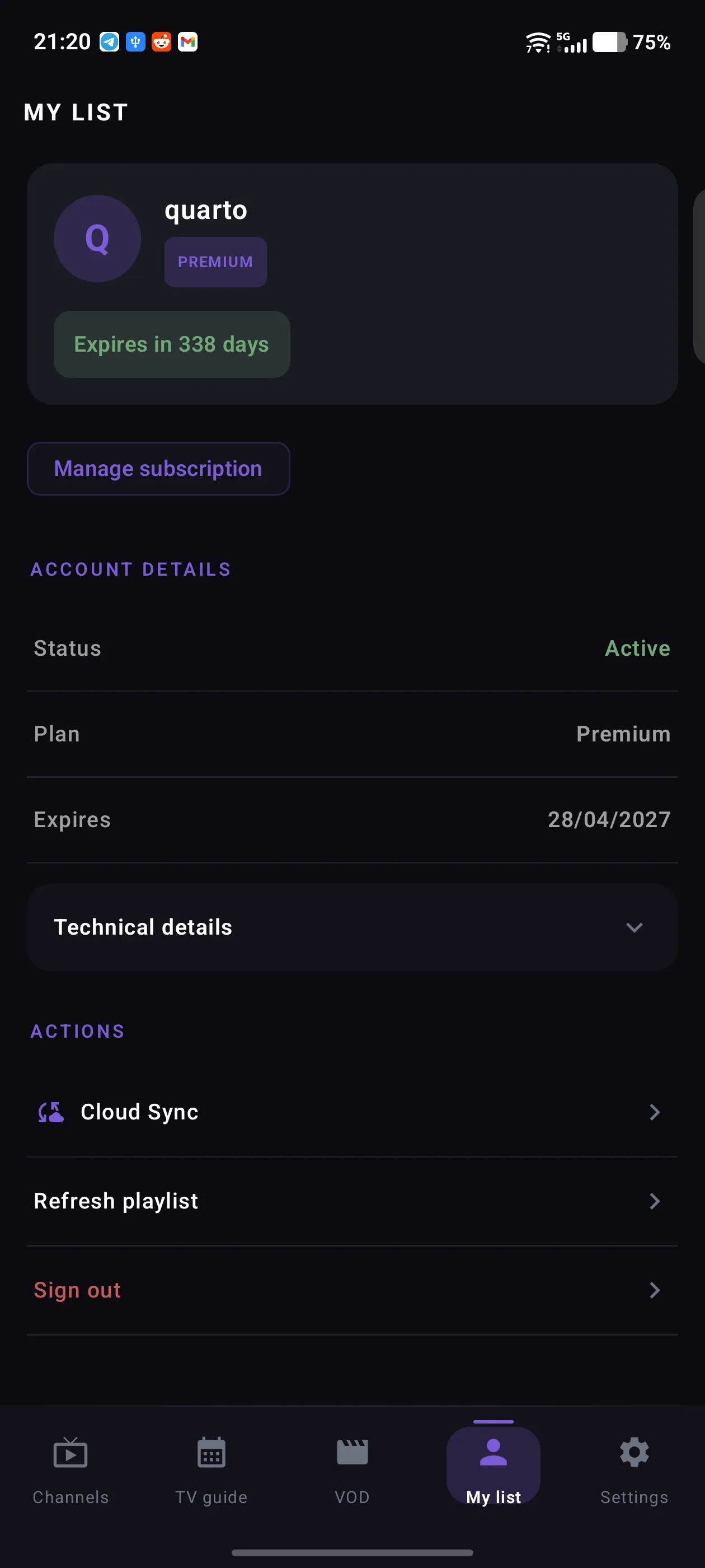 Premium Cloud Sync account on Android phone
